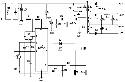 機(jī)內(nèi)輔助開(kāi)關(guān)電源電路組成